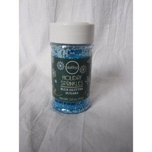 NEW Holiday Sprinkles Blue Glitter Sugar Crystals by Dallies 3 oz jar Sparkles